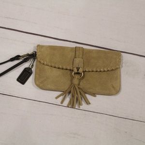 Coach suede wristlet with tassel